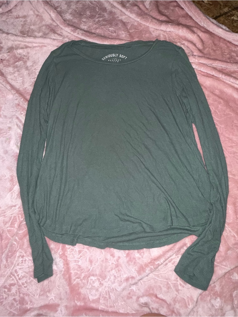 Seriously Soft Long Sleeve Crewneck Tee in Forest Green
